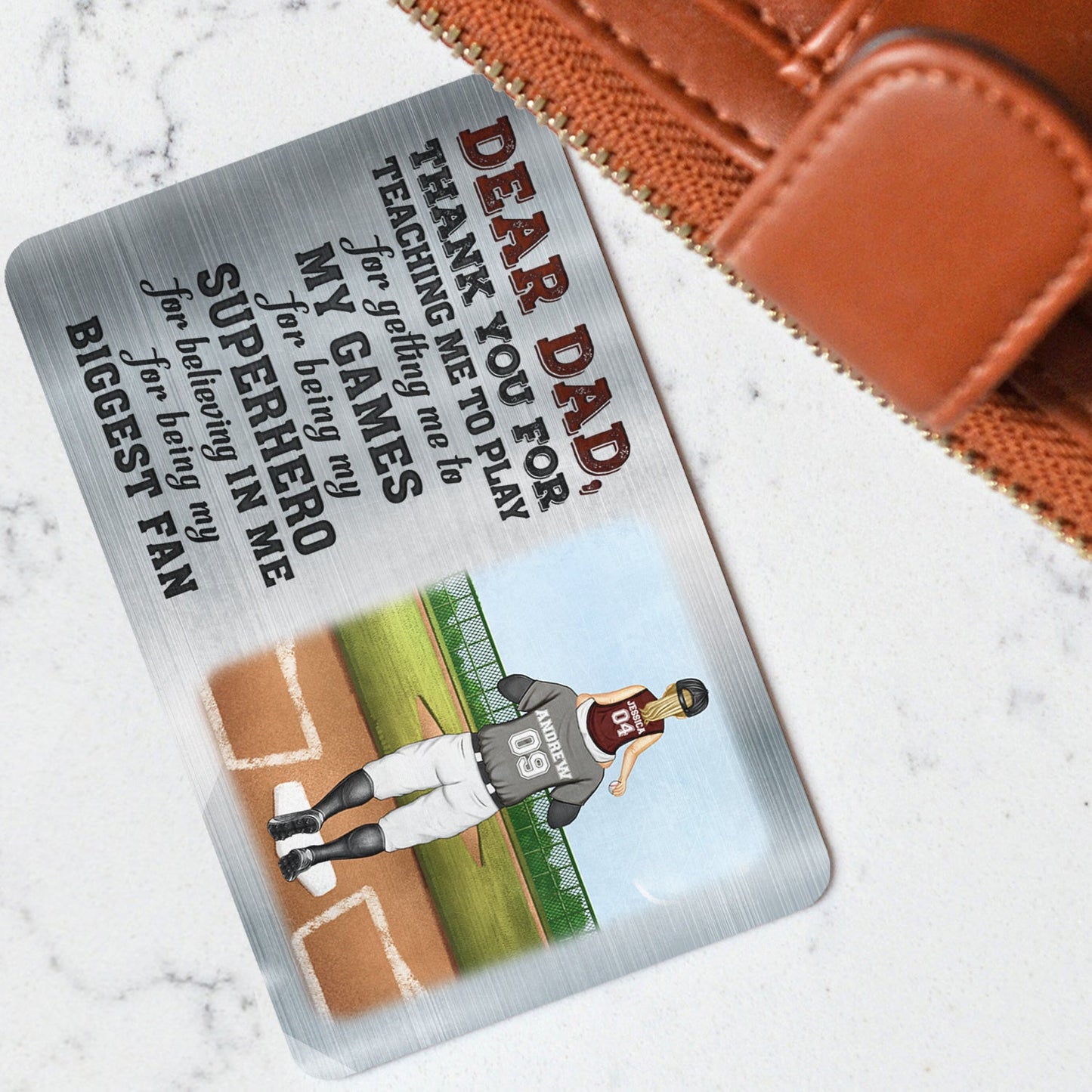 Personalized "My Superhero & Biggest Fan" Dad Aluminum Wallet Card