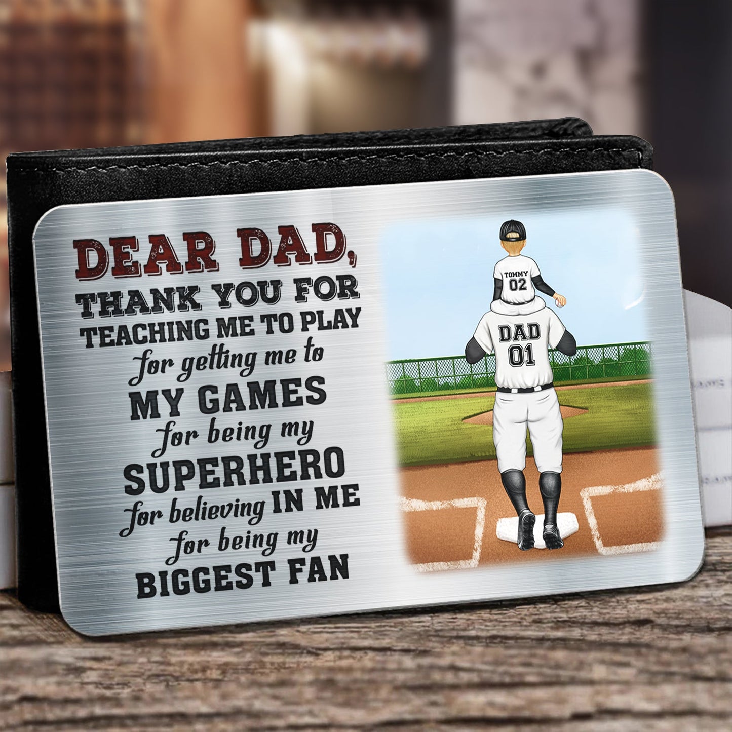 Personalized "My Superhero & Biggest Fan" Dad Aluminum Wallet Card