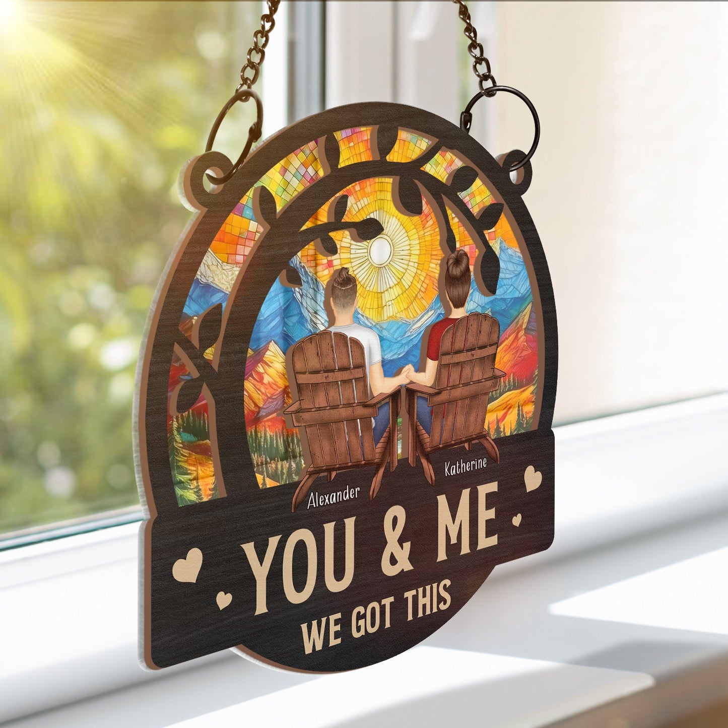 Custom 'You & Me We Got This' Suncatcher Ornament for Couples