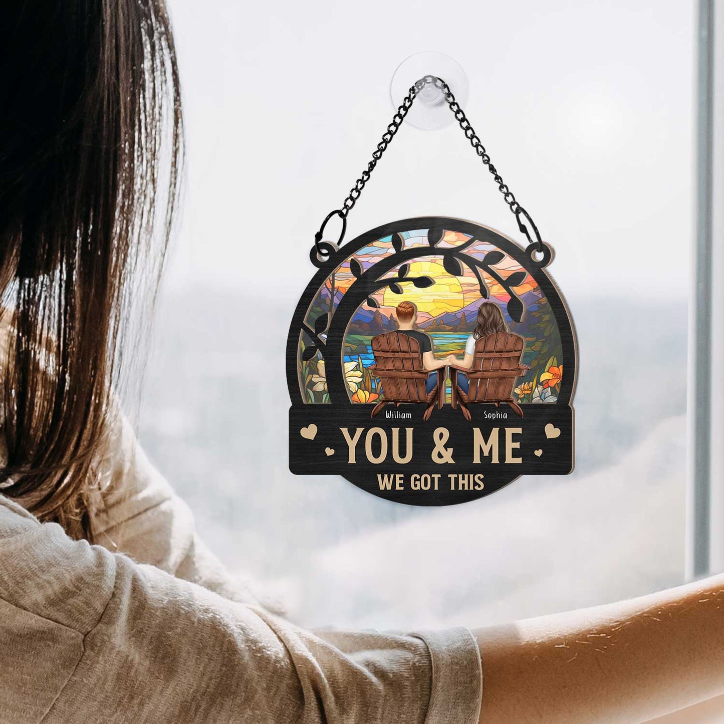 Custom 'You & Me We Got This' Suncatcher Ornament for Couples
