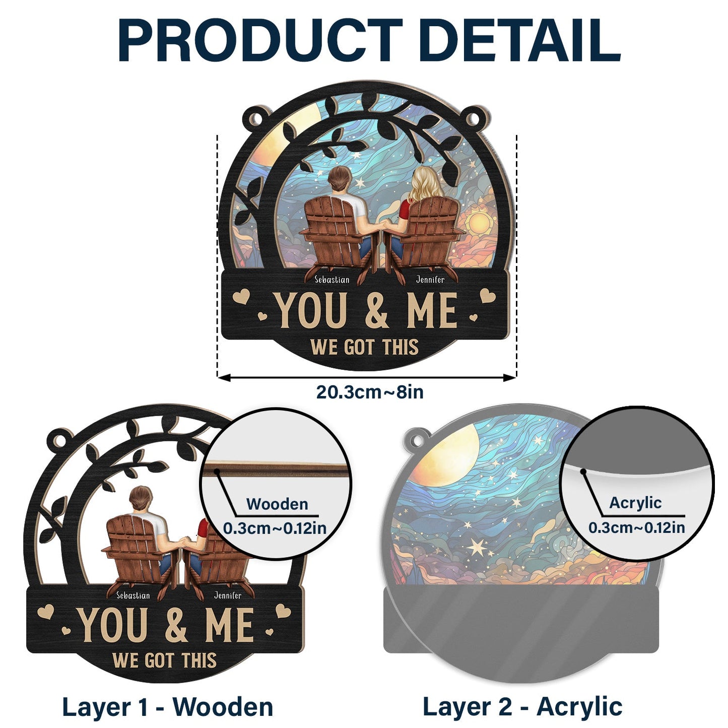 Custom 'You & Me We Got This' Suncatcher Ornament for Couples