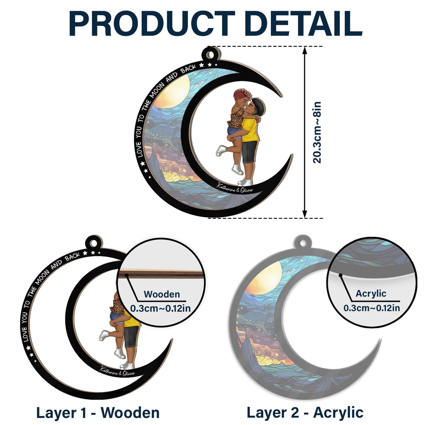 Personalized Romantic 'Love You To The Moon And Back' Suncatcher