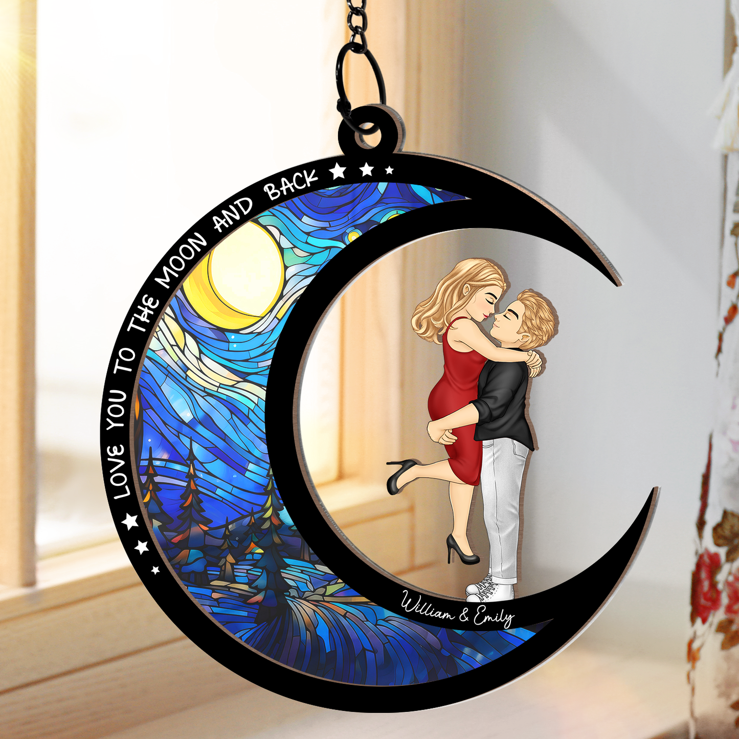 Personalized Romantic 'Love You To The Moon And Back' Suncatcher