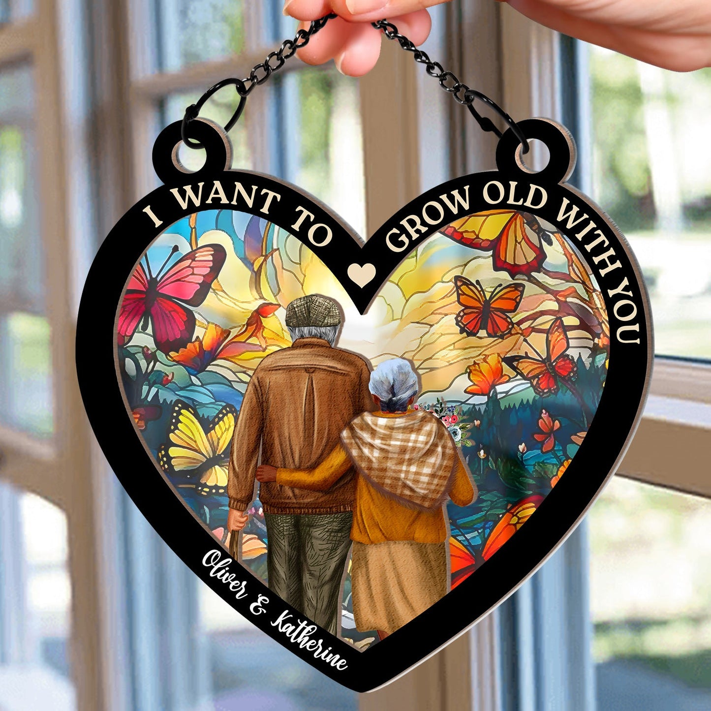 Heartfelt Personalized 'First Kiss Till Last Breath' Couples Suncatcher Ornament