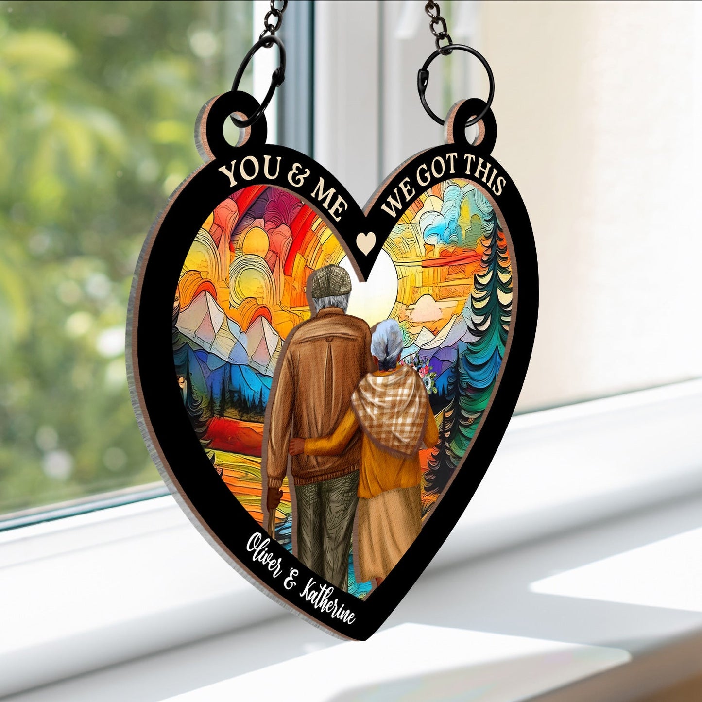 Heartfelt Personalized 'First Kiss Till Last Breath' Couples Suncatcher Ornament