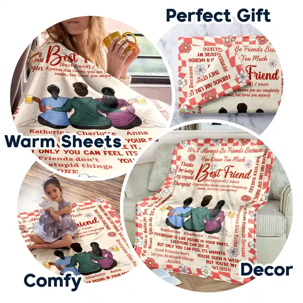 Personalized 'Unpaid Therapist' Best Friend Fleece & Sherpa Blanket