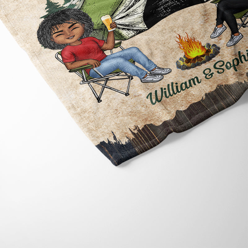 Personalized 'Camping Partners For Life' Blanket for Husband & Wife