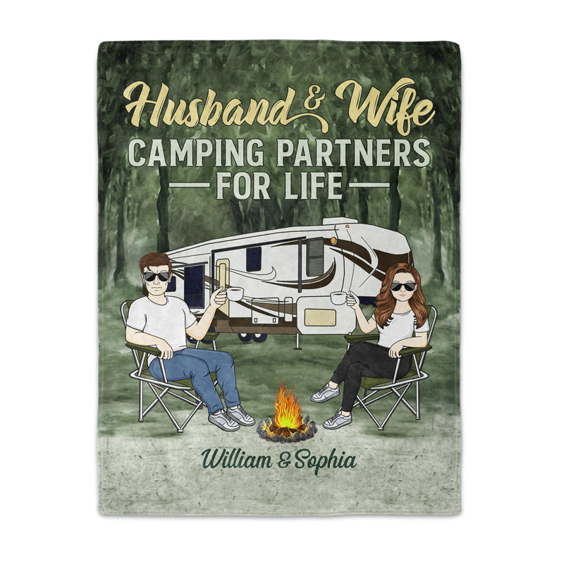 Heartfelt Personalized 'Camping Partners For Life' Blanket for Couples