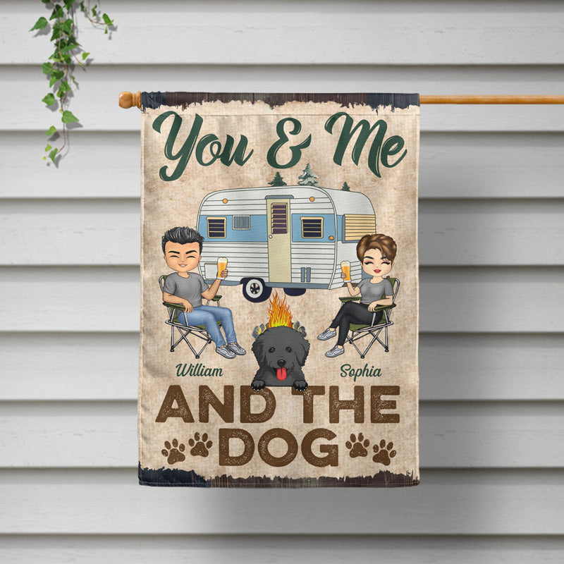 Personalized 'You & Me & The Dogs' Camping Garden Flag for Couples