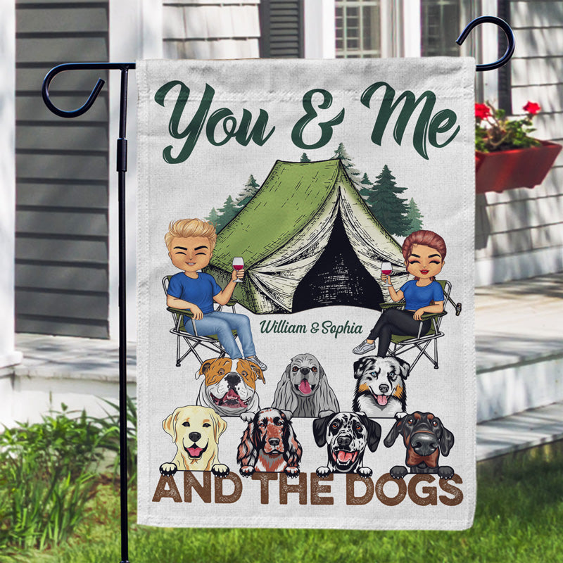 Personalized 'You & Me & The Dogs' Camping Garden Flag for Couples