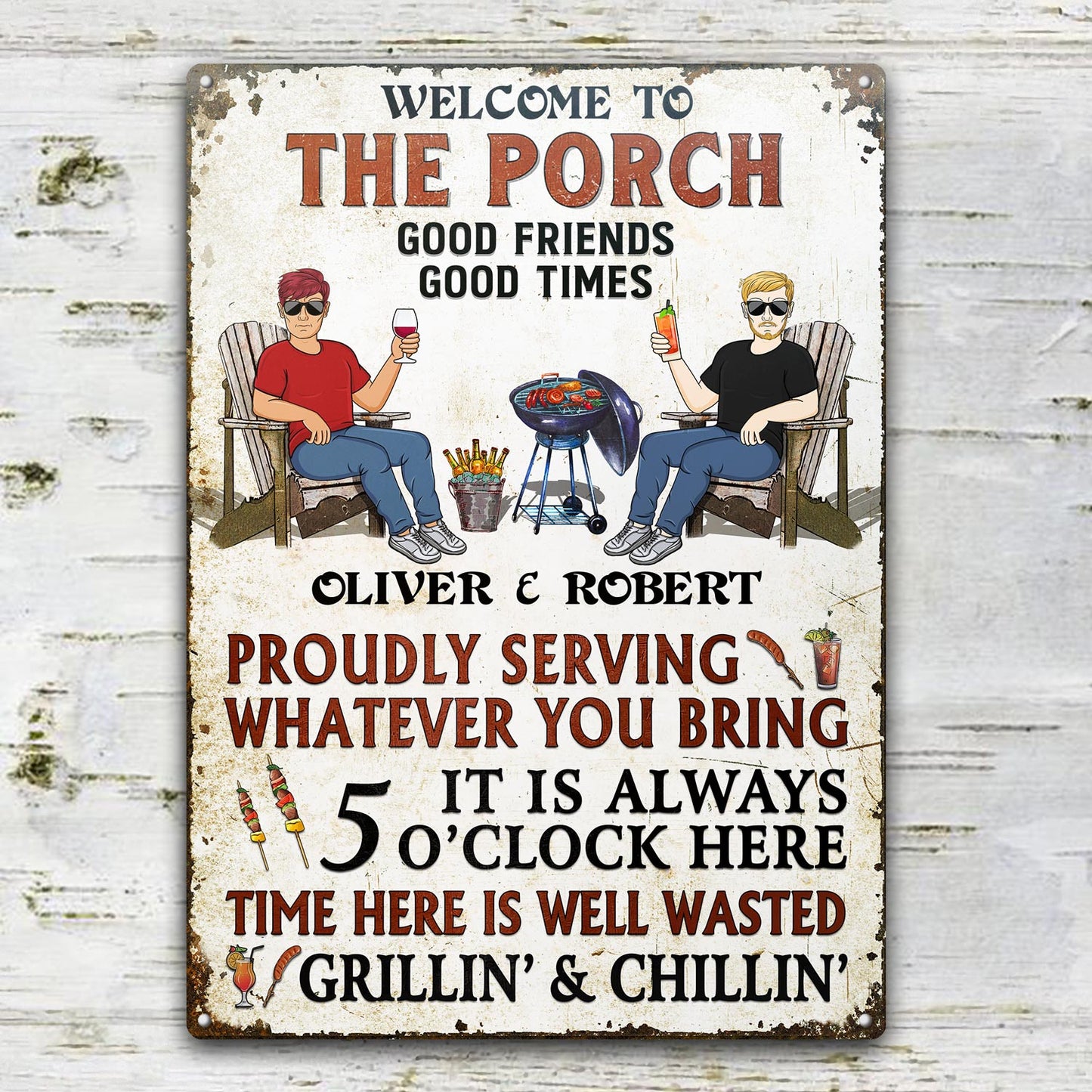 Personalized Patio Bar Metal Sign for Couples - "Welcome to Our Patio Bar"