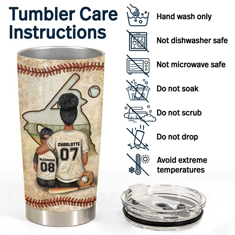 Baseball Mom Gift - Behind Every Great Player is a Proud Mom - Personalized Tumbler Cup