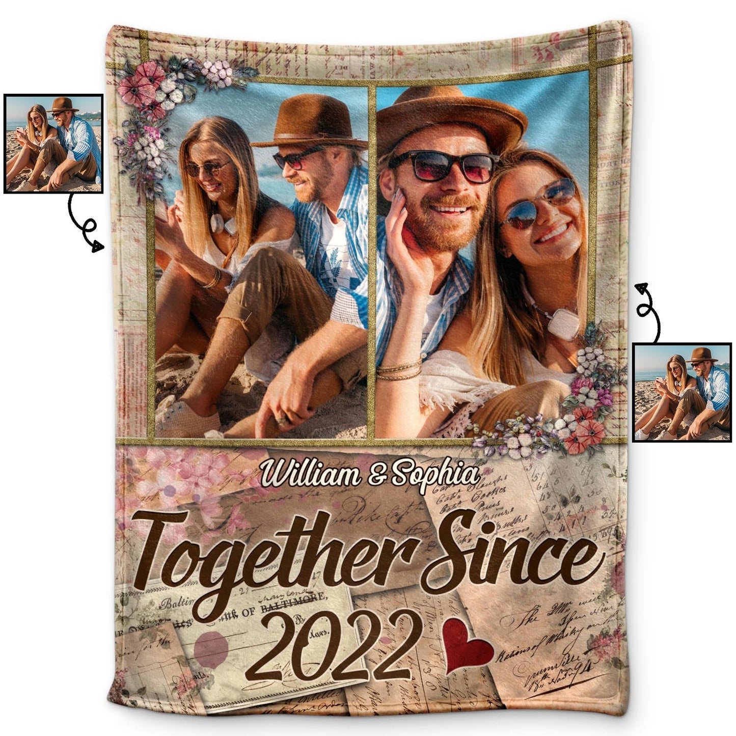 “Together Since” - Personalized Customized couple photo blanket