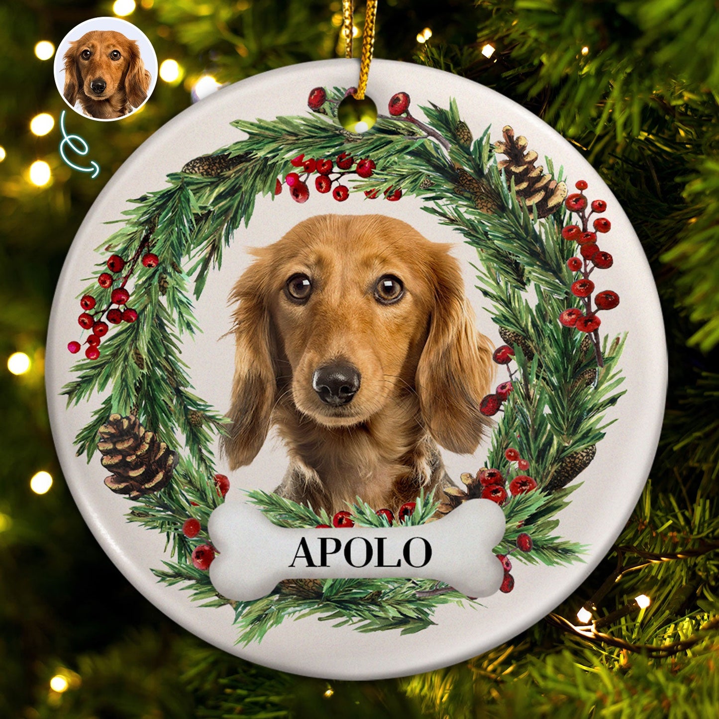 Personalized Pet Photo Ceramic Ornament - Christmas Keepsake for Pet Lovers