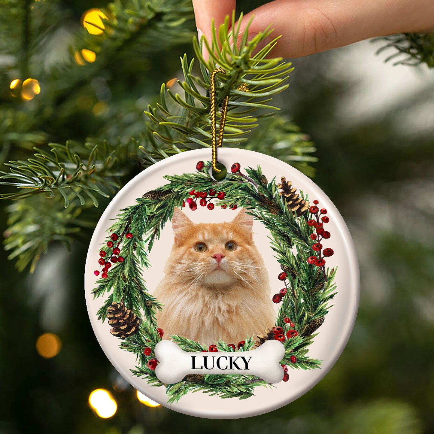 Personalized Pet Photo Ceramic Ornament - Christmas Keepsake for Pet Lovers