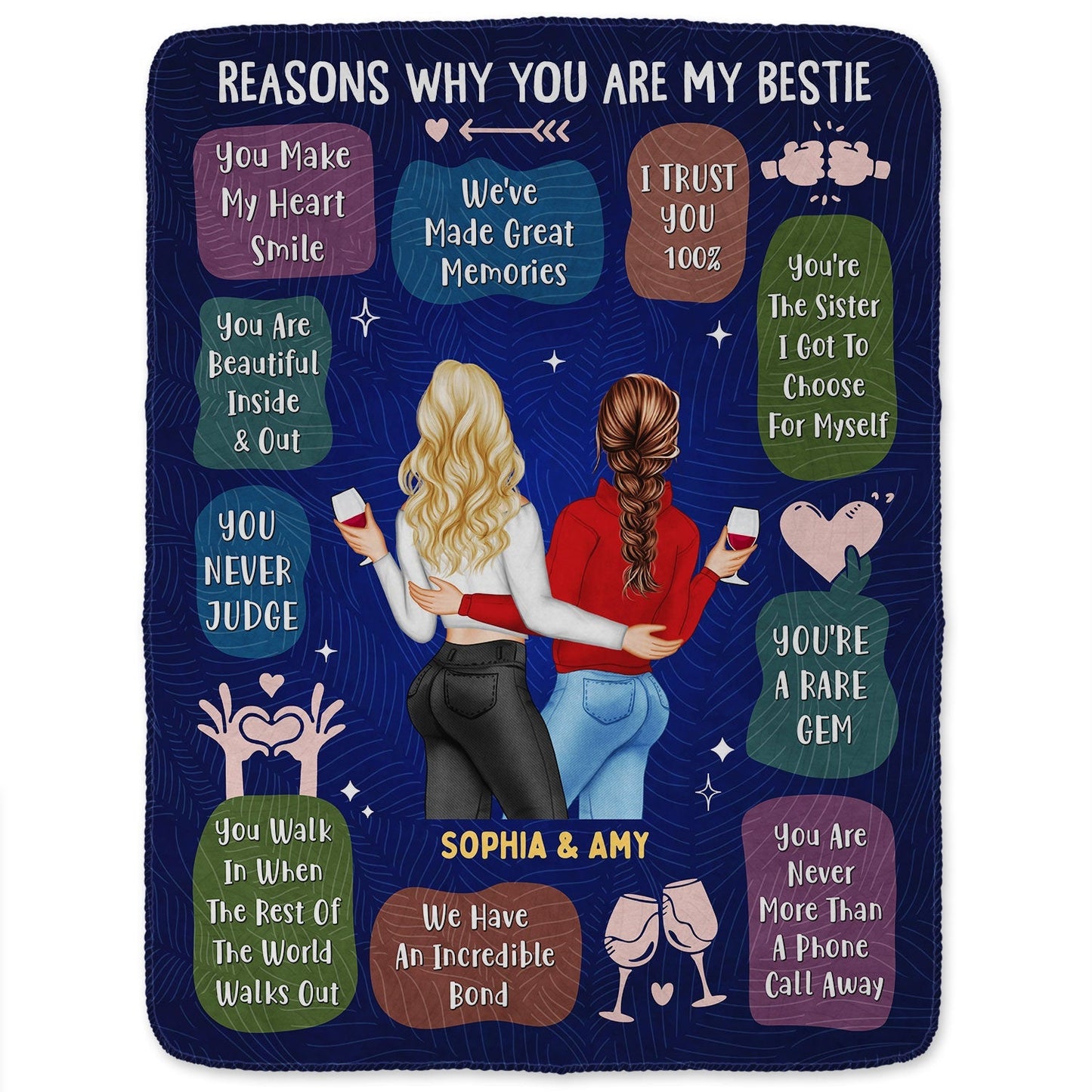 Reasons Why You Are My Bestie -  Personalized Blanket - Holiday, Birthday, Loving Gift For Friends, Colleagues
