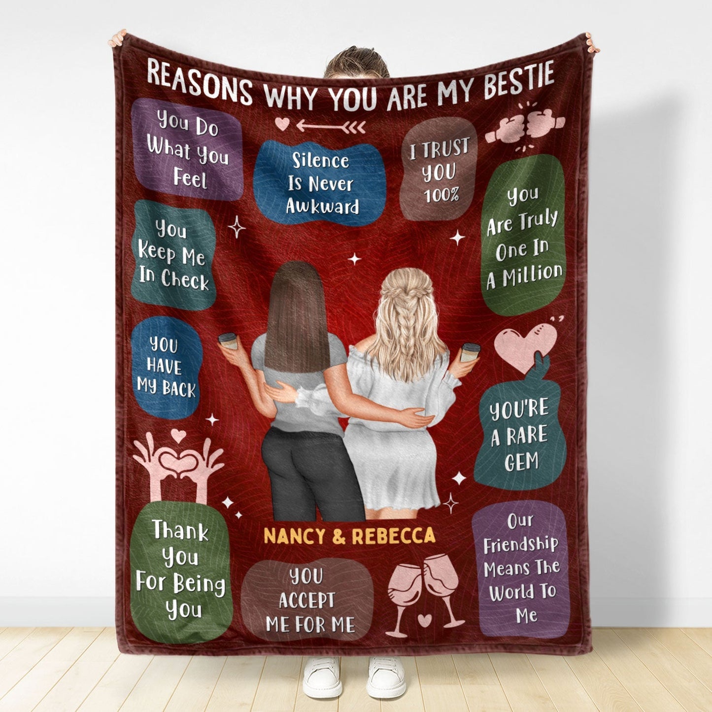 Reasons Why You Are My Bestie -  Personalized Blanket - Holiday, Birthday, Loving Gift For Friends, Colleagues