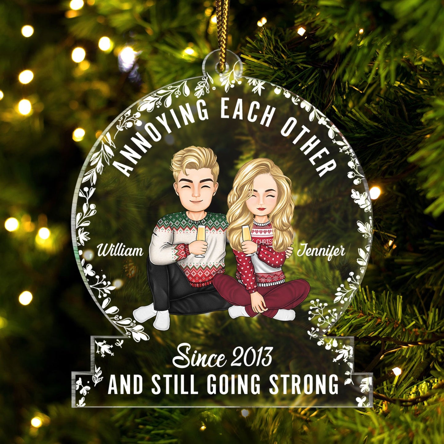 Personalized Couple Christmas Ornament: 'Annoying Each Other & Still Going Strong'