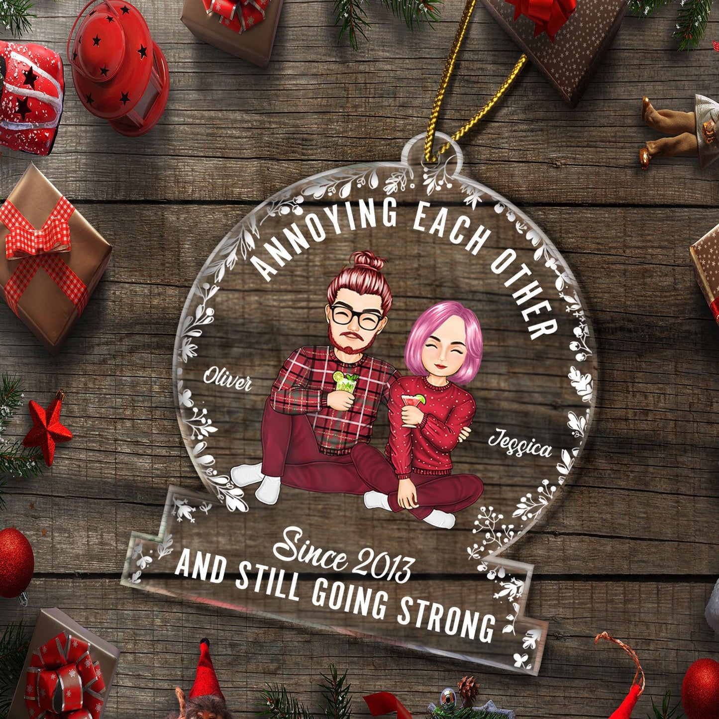 Personalized Couple Christmas Ornament: 'Annoying Each Other & Still Going Strong'