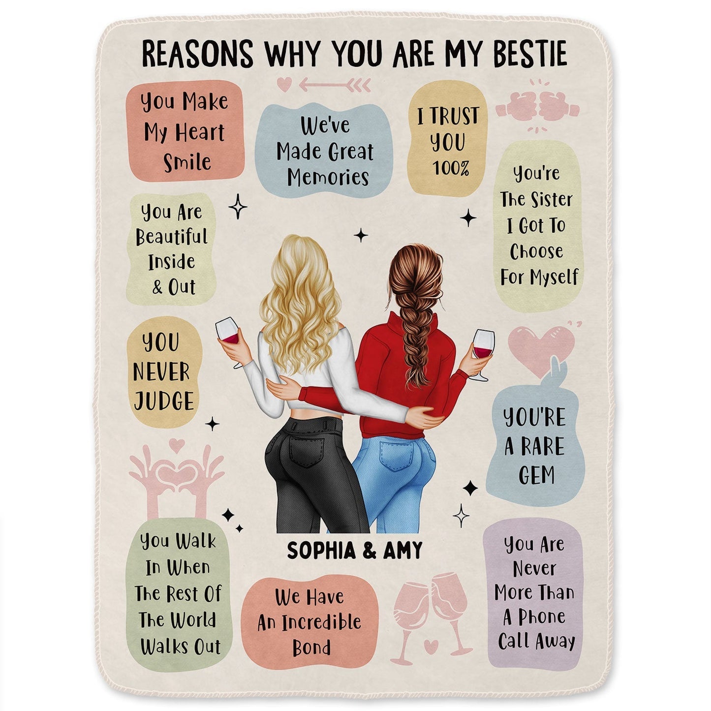 Reasons Why You Are My Bestie - Personalized Blanket - Holiday, Birthday, Loving Gift For Friends, Colleagues