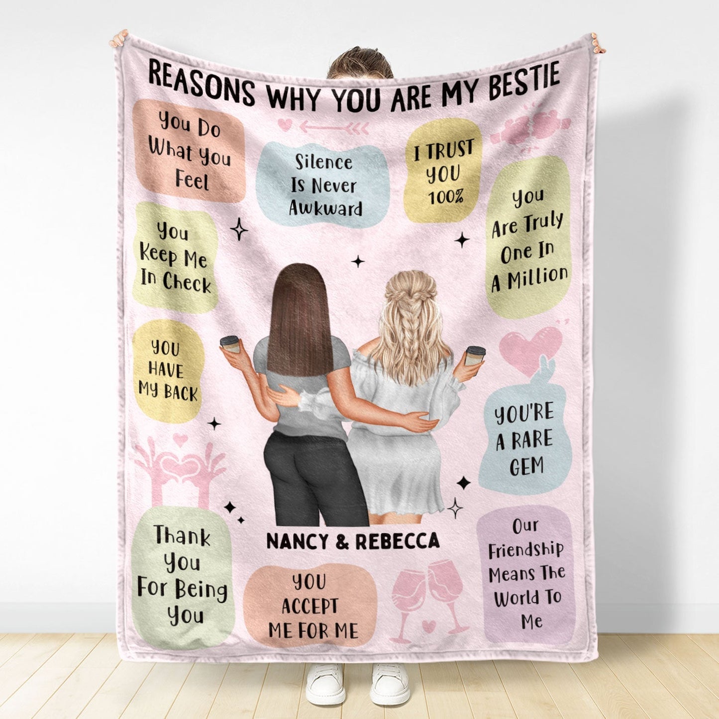 Reasons Why You Are My Bestie - Personalized Blanket - Holiday, Birthday, Loving Gift For Friends, Colleagues
