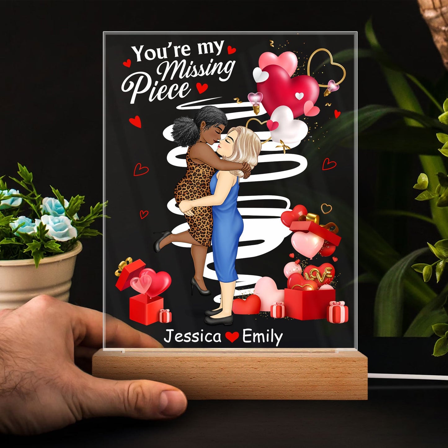Personalized "You're My Missing Piece" 3D LED Light for Couples - Anniversary Gift