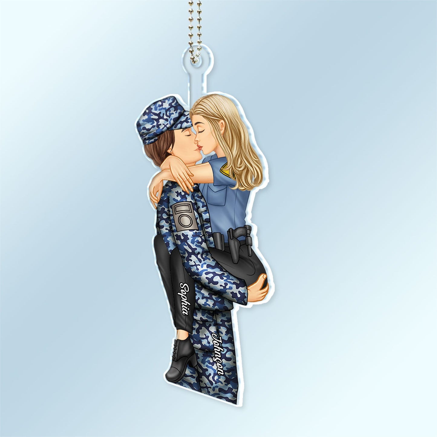 Personalized Kissing Firefighter Nurse Couple Car Hanger Gift