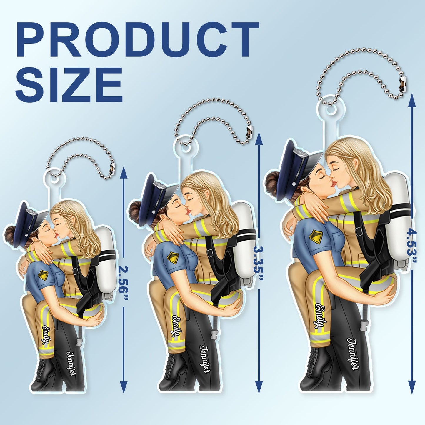 Personalized Kissing Firefighter Nurse Couple Car Hanger Gift