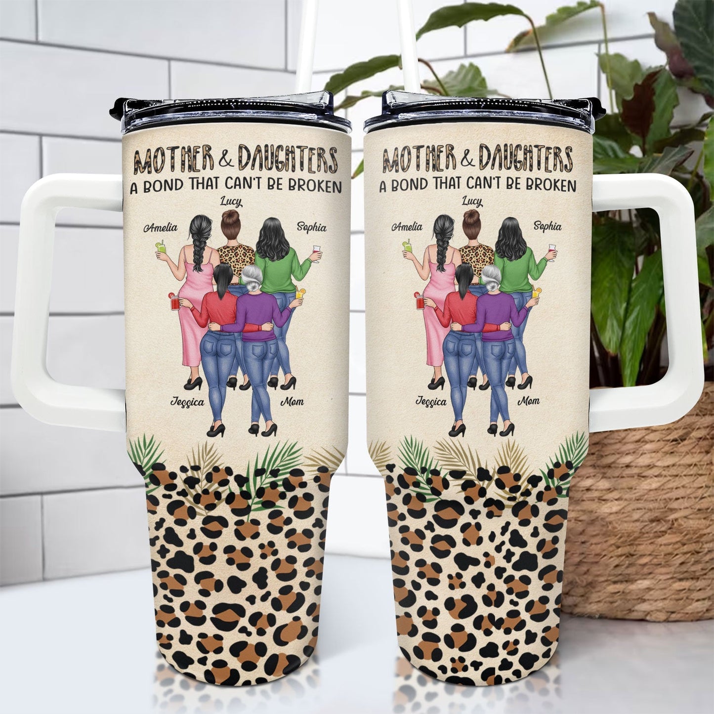 Mother & Daughters A Bond That Can't Be Broken - Personalized Tumbler With Straw