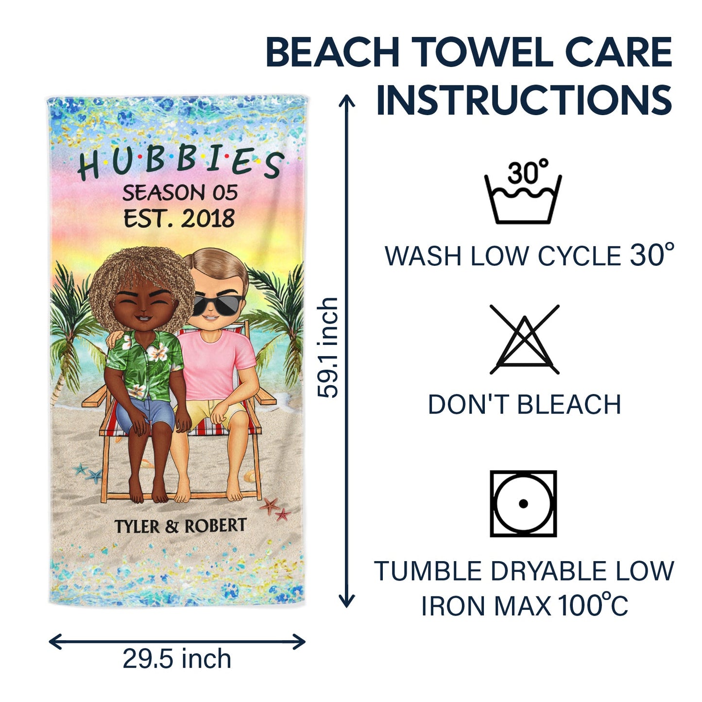 Personalized 'Hubby & Wifey Season' Beach Towel - Custom Anniversary Gift