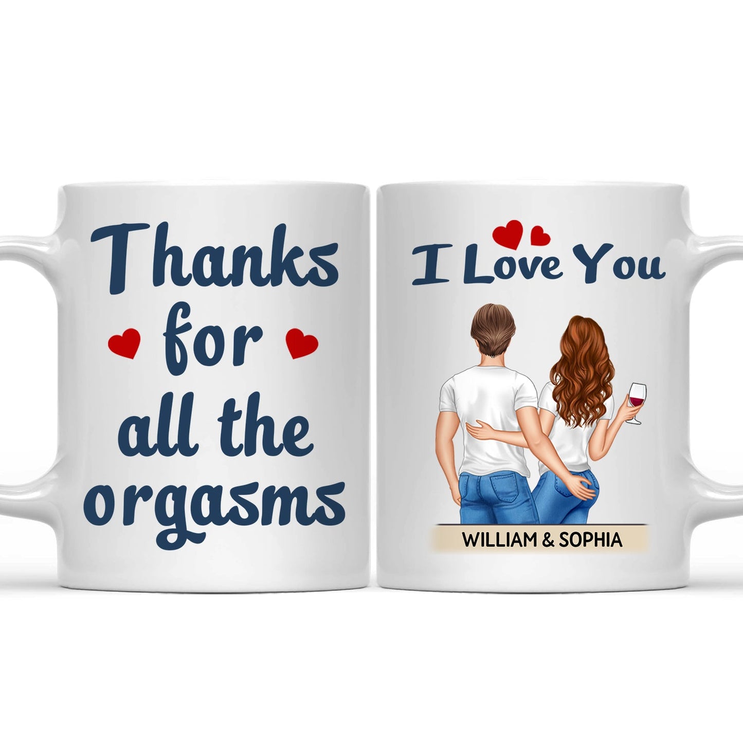 Personalized Funny Anniversary Mug for Couples: "Thanks for All the Orgasms"