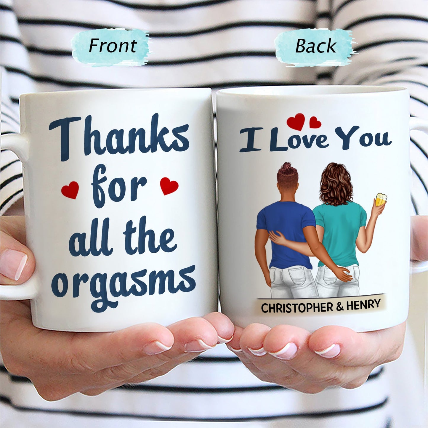 Personalized Funny Anniversary Mug for Couples: "Thanks for All the Orgasms"