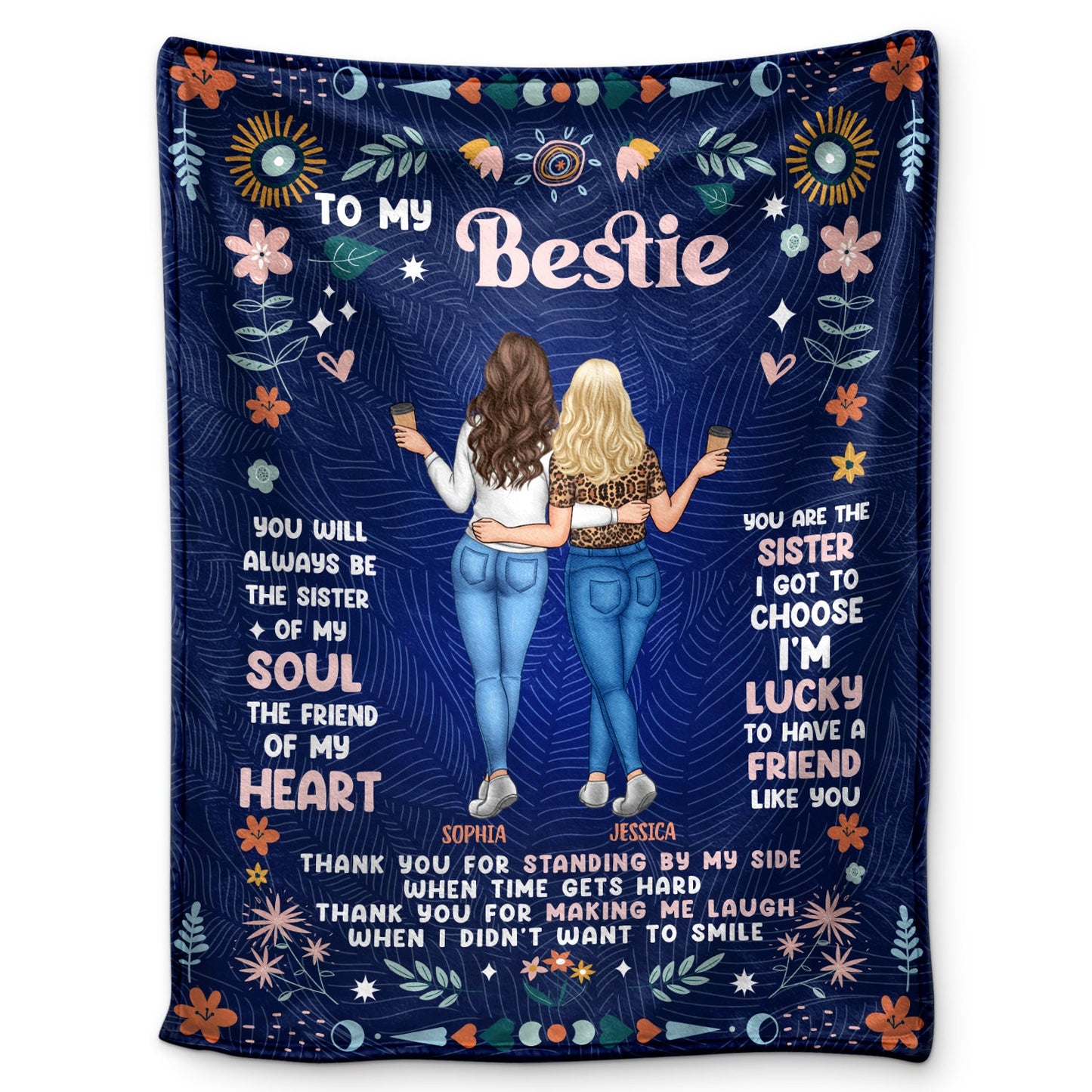 Personalized Best Friend Blanket: 'Sister of My Soul, Friend of My Heart' Gift