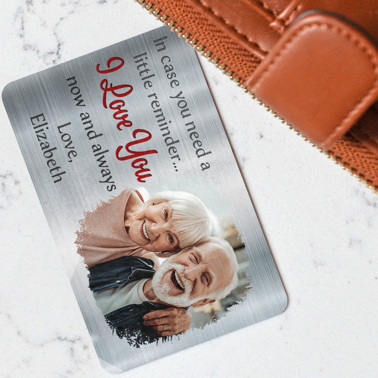 Custom Photo Aluminum Wallet Card - 'I Love You Now & Always' Couples Gift