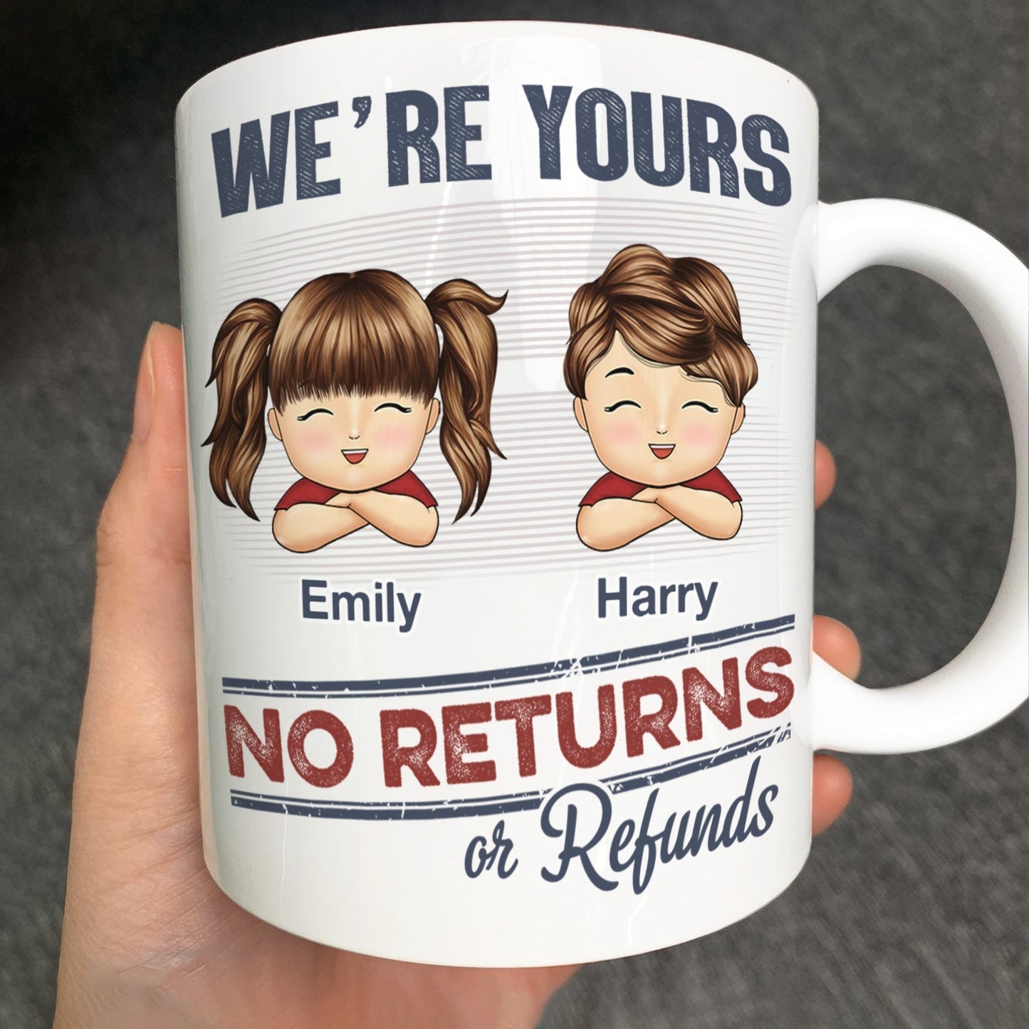 No Returns Or Refunds! Chibi Grandkids Personalized Mug - Funny Gift for Parents & Grandparents