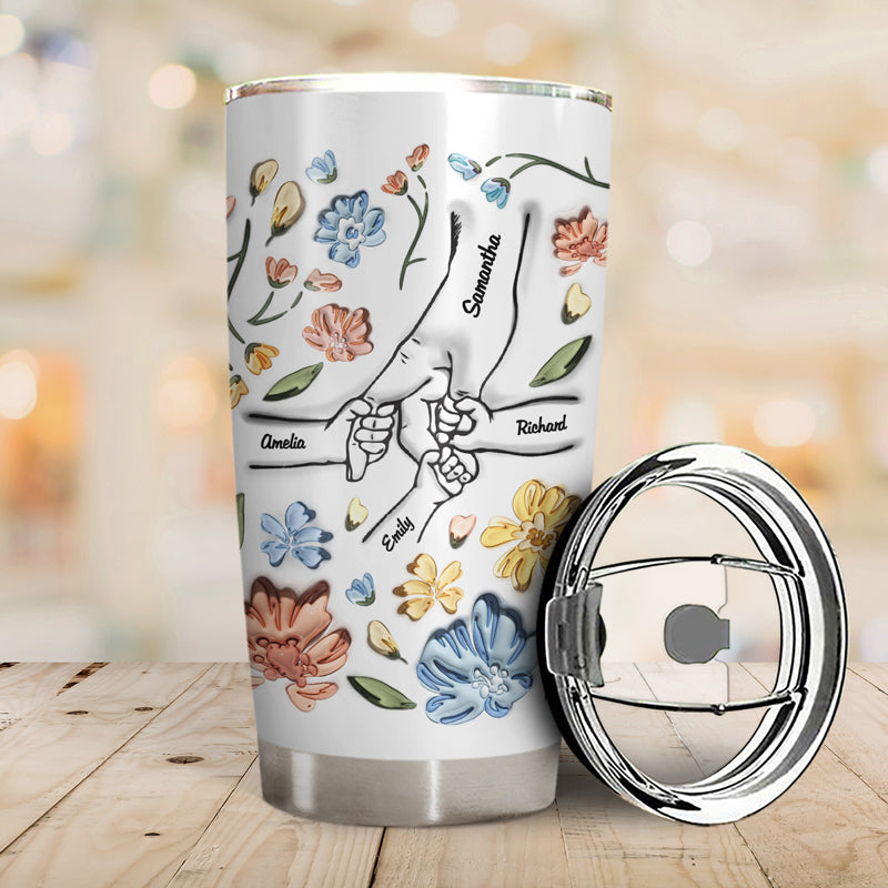 Custom 'Hand In Hand, I Will Protect You' Tumbler for Mom & Grandma
