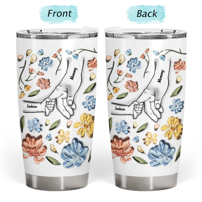 Custom 'Hand In Hand, I Will Protect You' Tumbler for Mom & Grandma