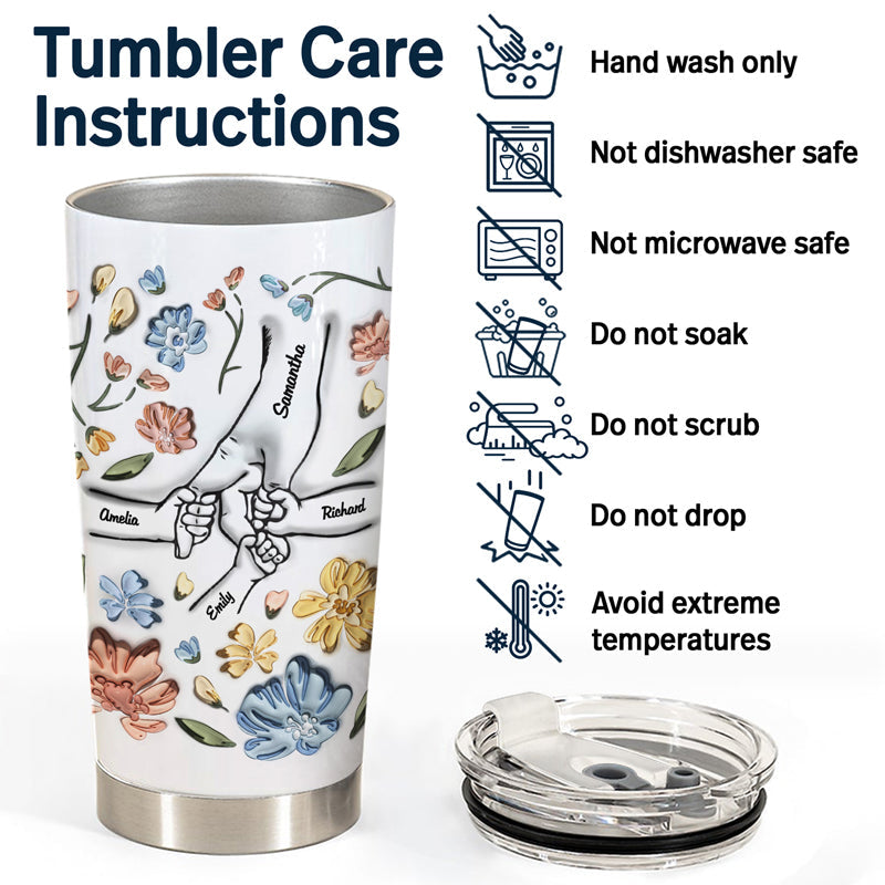 Custom 'Hand In Hand, I Will Protect You' Tumbler for Mom & Grandma