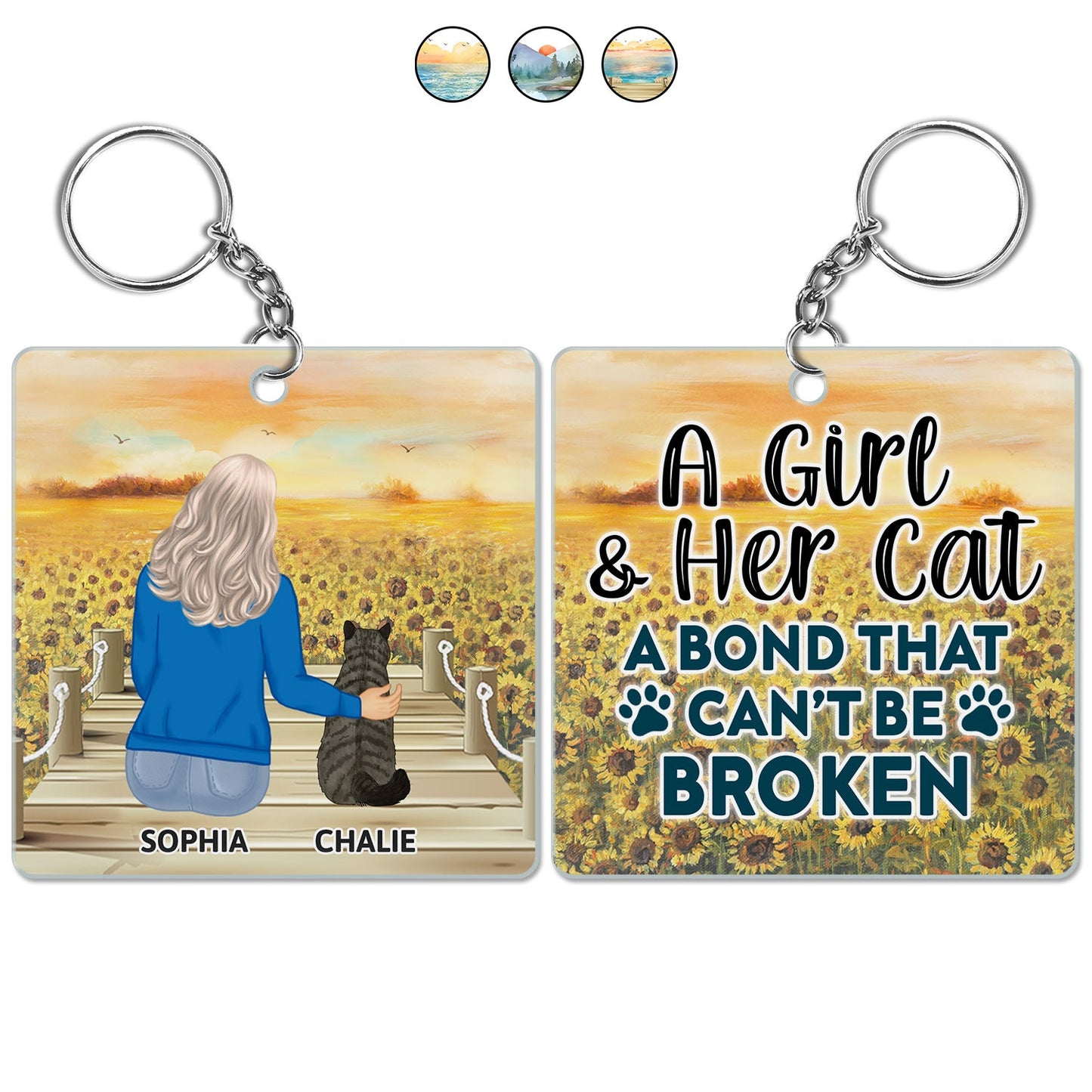 Custom 'A Bond That Can't Be Broken' Cat Lover Acrylic Keychain for Her