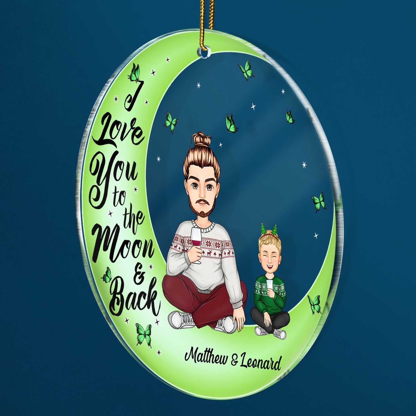 Personalized 'Moon & Back' Acrylic Christmas Ornament - Family Keepsake