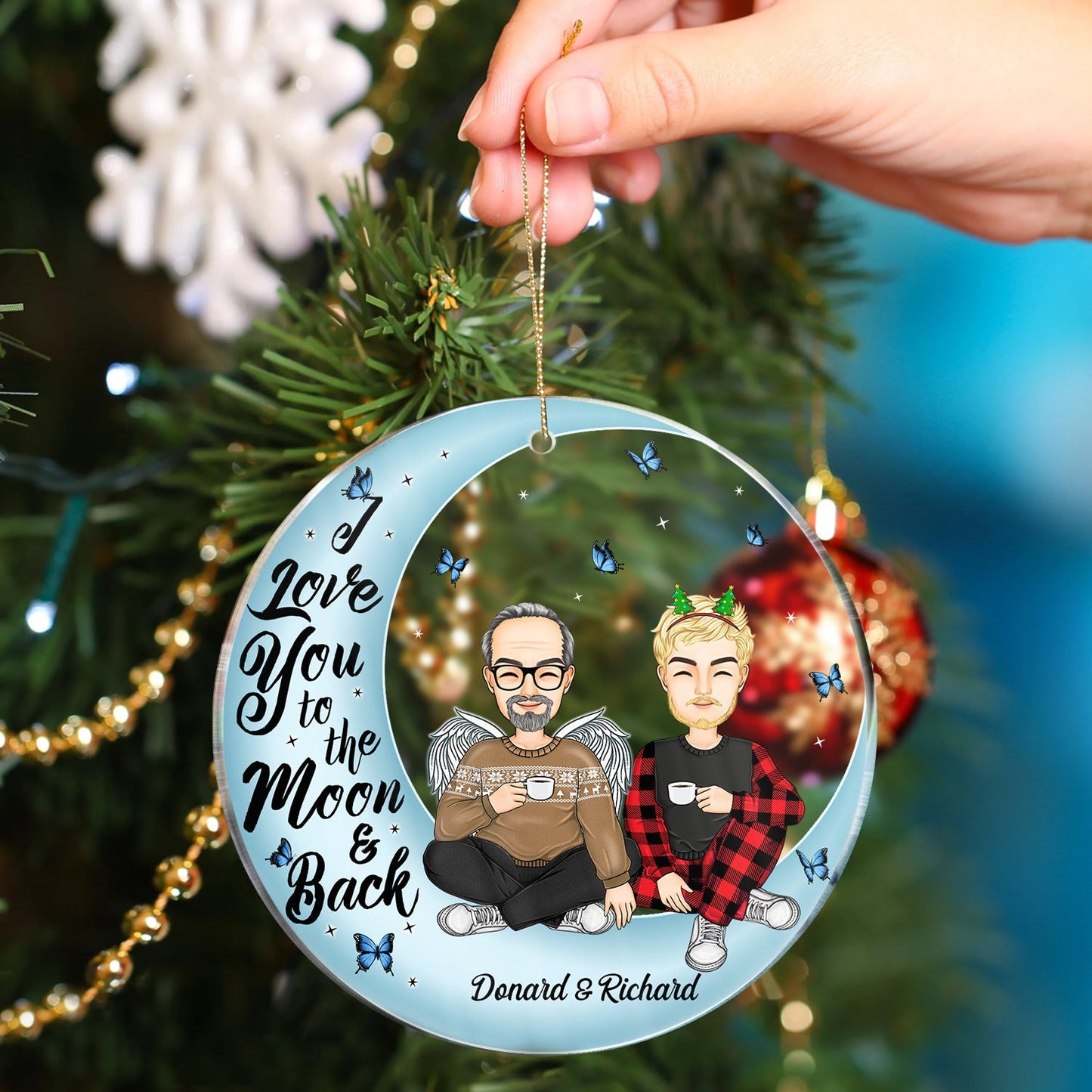 Personalized 'Moon & Back' Acrylic Christmas Ornament - Family Keepsake