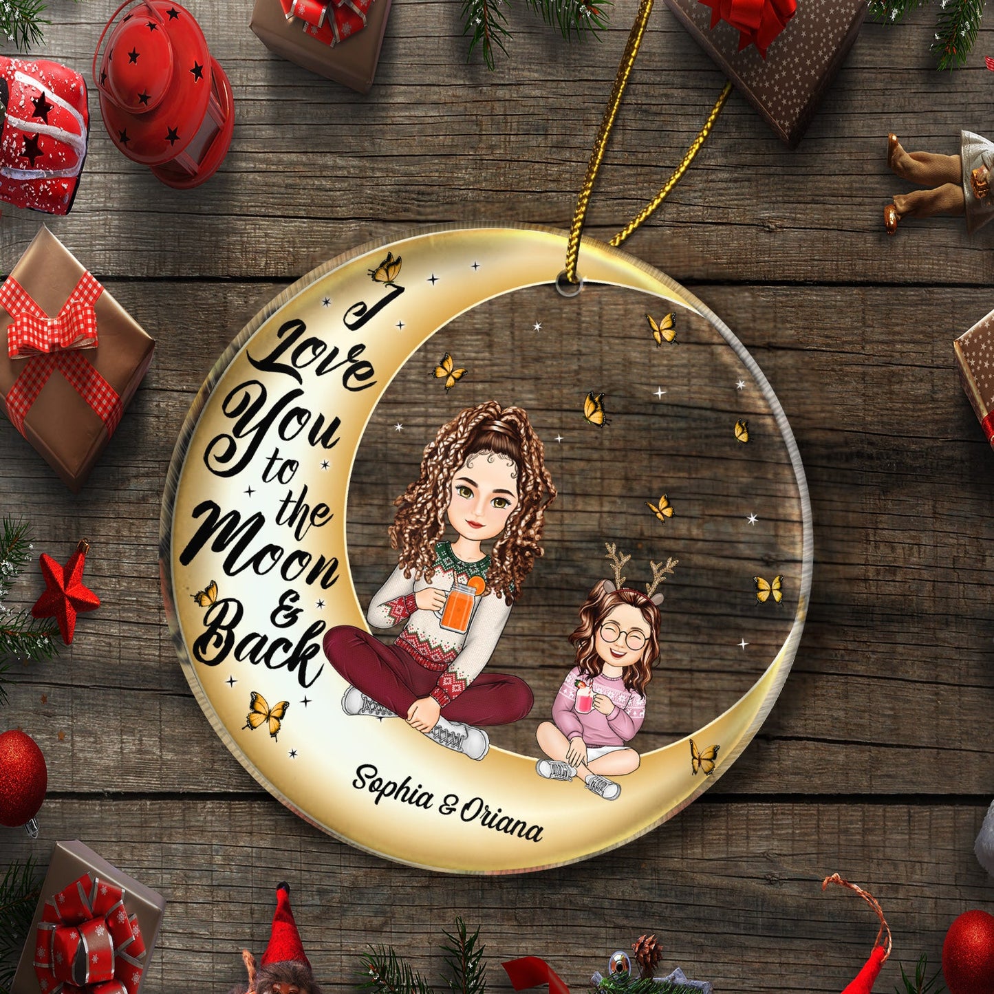 Personalized 'Moon & Back' Acrylic Christmas Ornament - Family Keepsake
