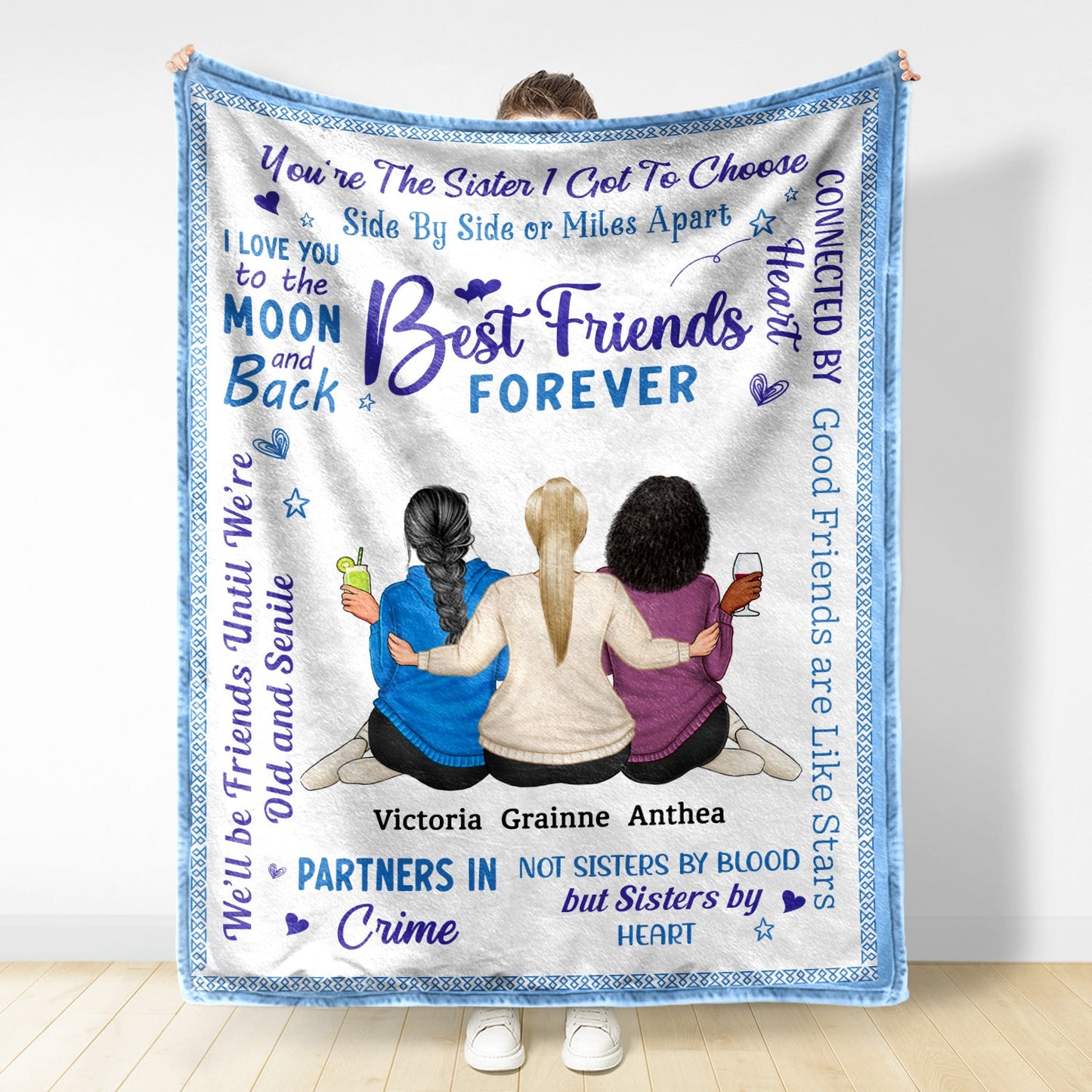 Personalized 'Best Friends Forever' Blanket - Custom Gift for Sisters & Besties