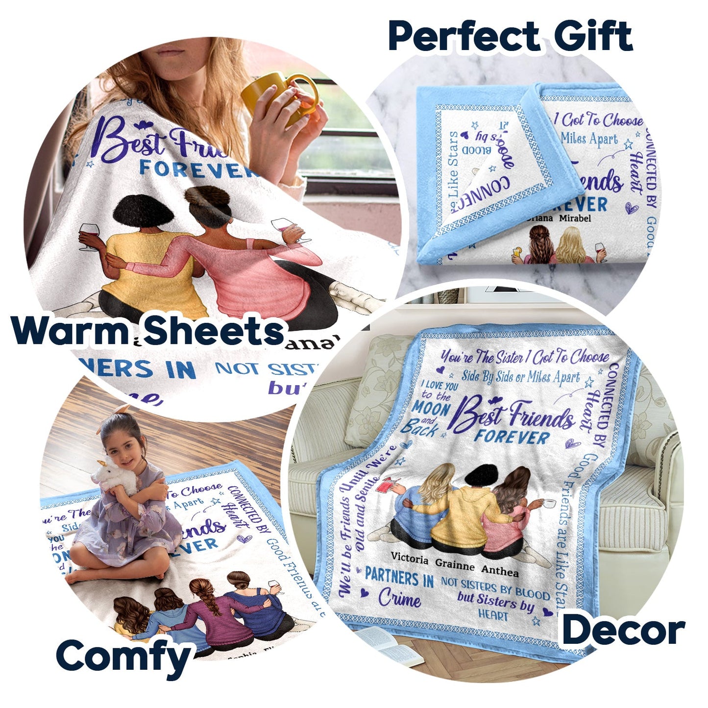 Personalized 'Best Friends Forever' Blanket - Custom Gift for Sisters & Besties