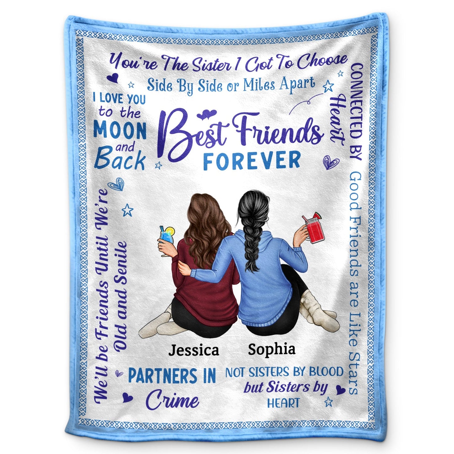 Personalized 'Best Friends Forever' Blanket - Custom Gift for Sisters & Besties
