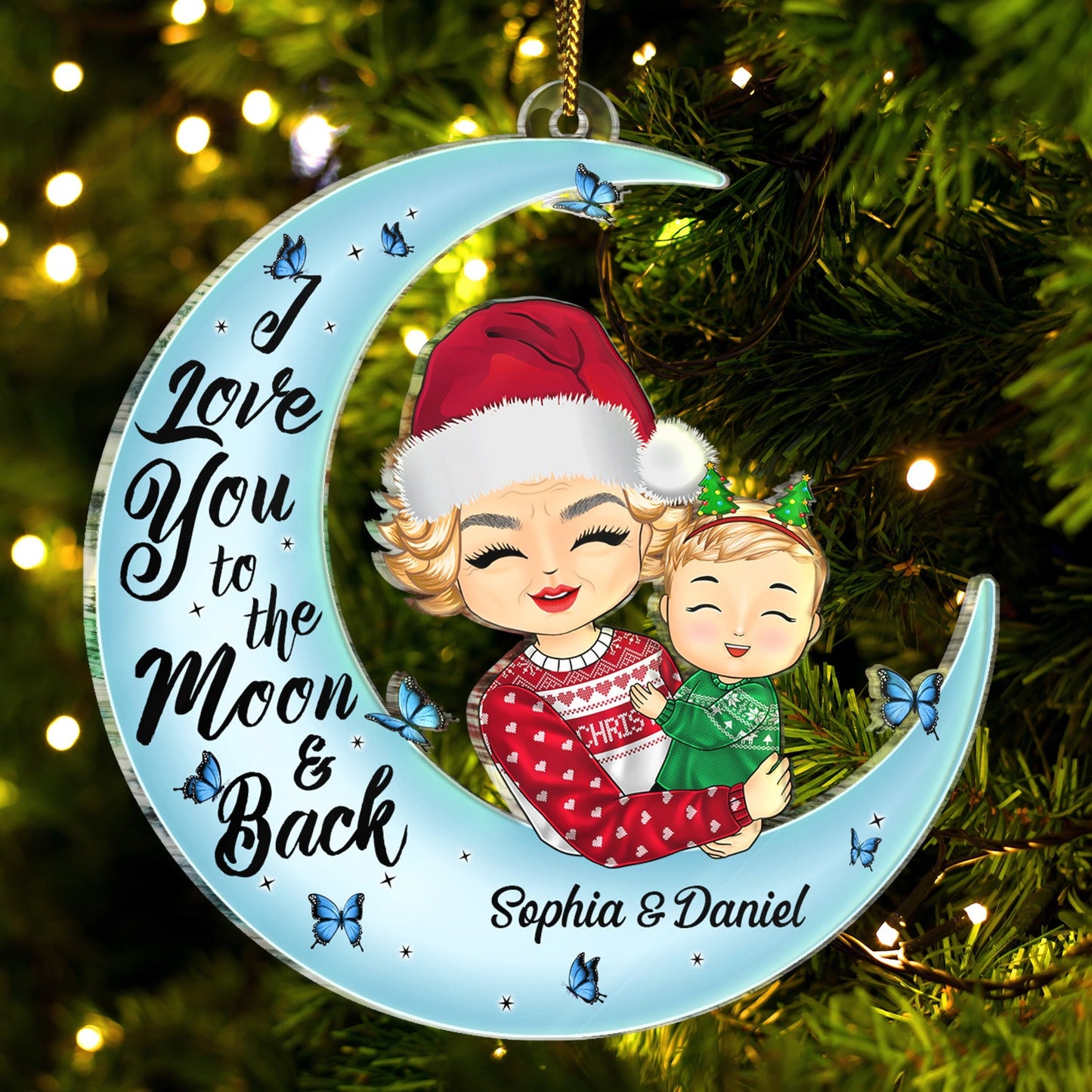 Personalized 'Love You To The Moon & Back' Christmas Ornament for Grandparents