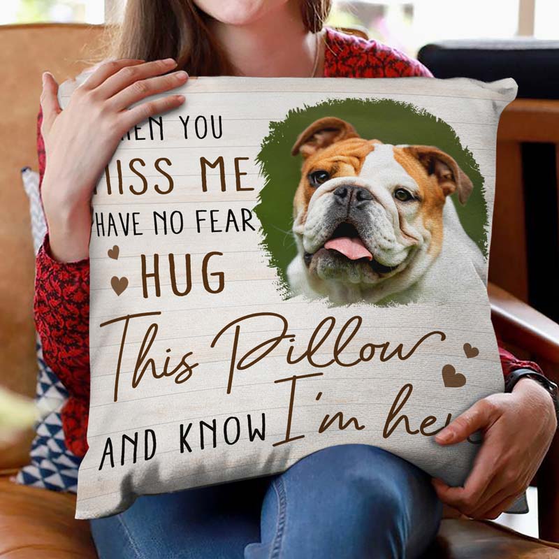 Heartfelt Custom Photo Pillow: "When You Miss Me... I'm Here" Memorial For Loved One Gift