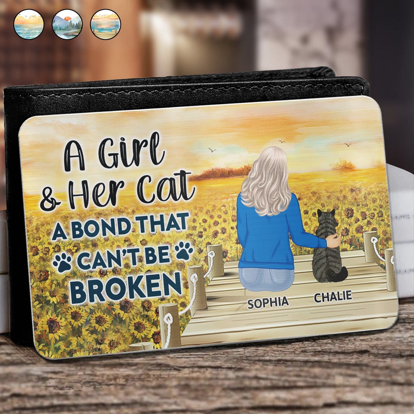 Personalized Cat Lover Wallet Card: 'A Bond That Can't Be Broken' Keepsake Gift