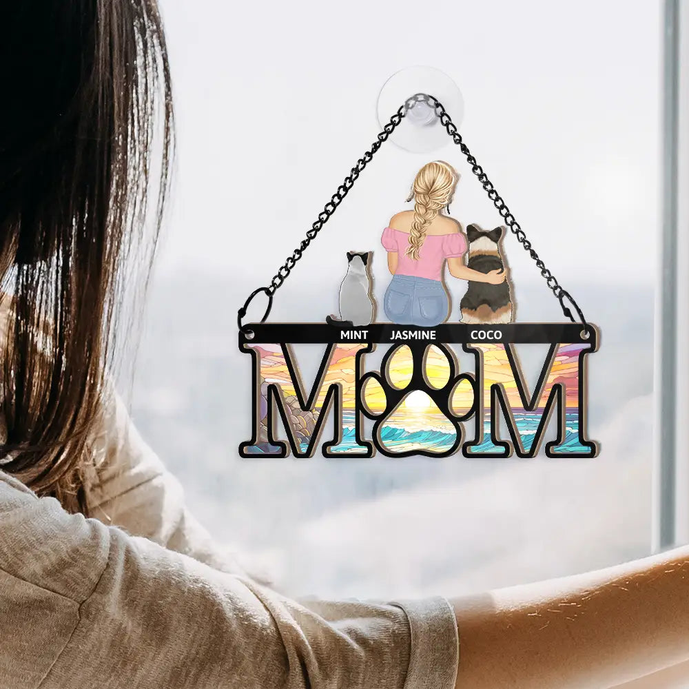 Personalized Pet Mom Suncatcher Ornament - Custom Memorial For Loved One Dog/Cat Gift