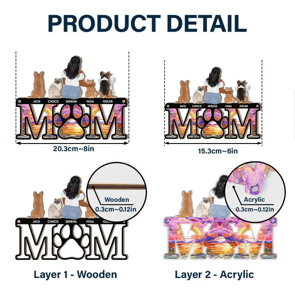 Personalized Pet Mom Suncatcher Ornament - Custom Memorial For Loved One Dog/Cat Gift